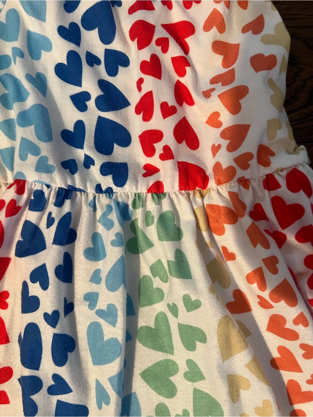 Girls Rainbow Heart Print Tie-Shoulder Sundress, Size 5-6 - Picture 4 of 6